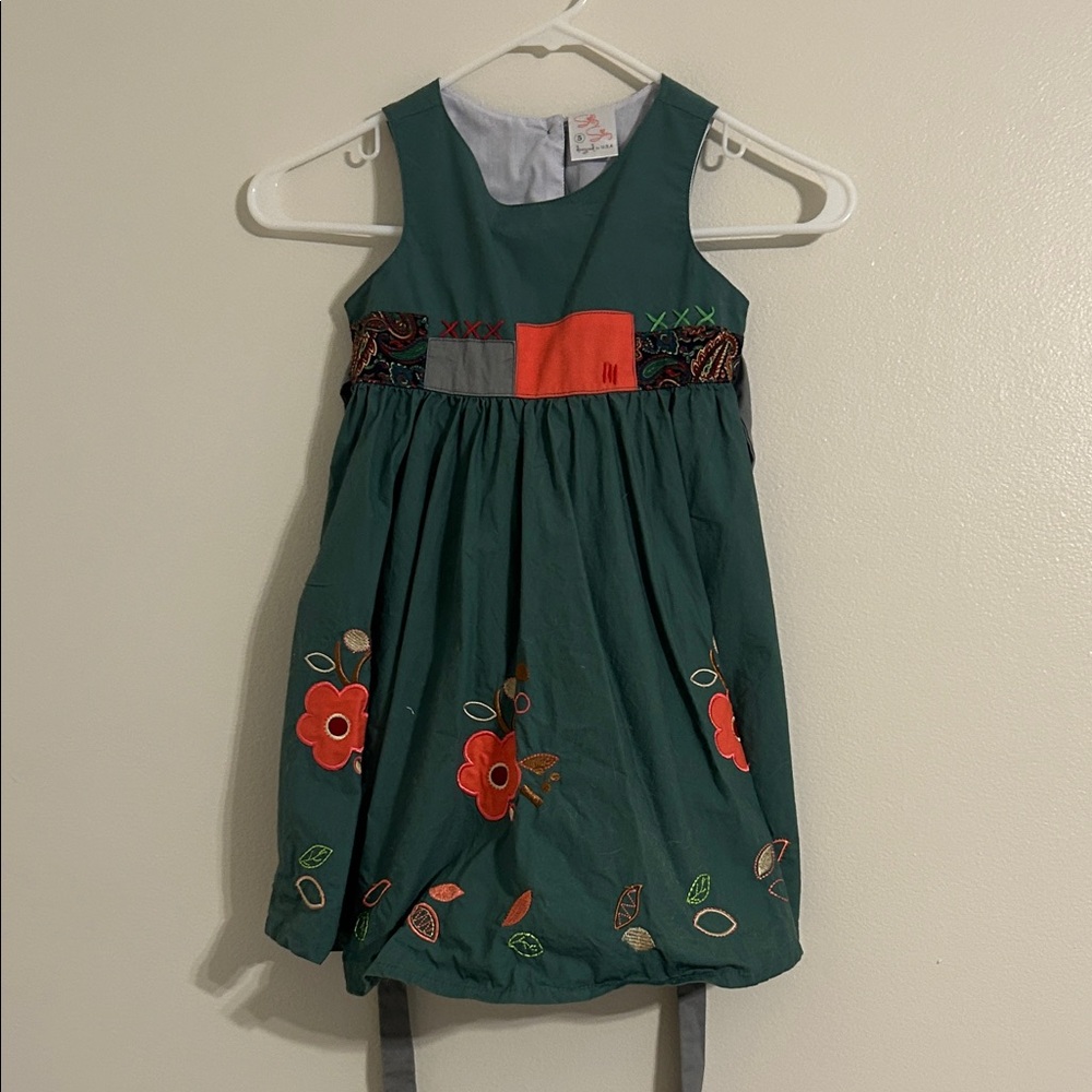 Scully Teal and Orange Floral Kids Dress